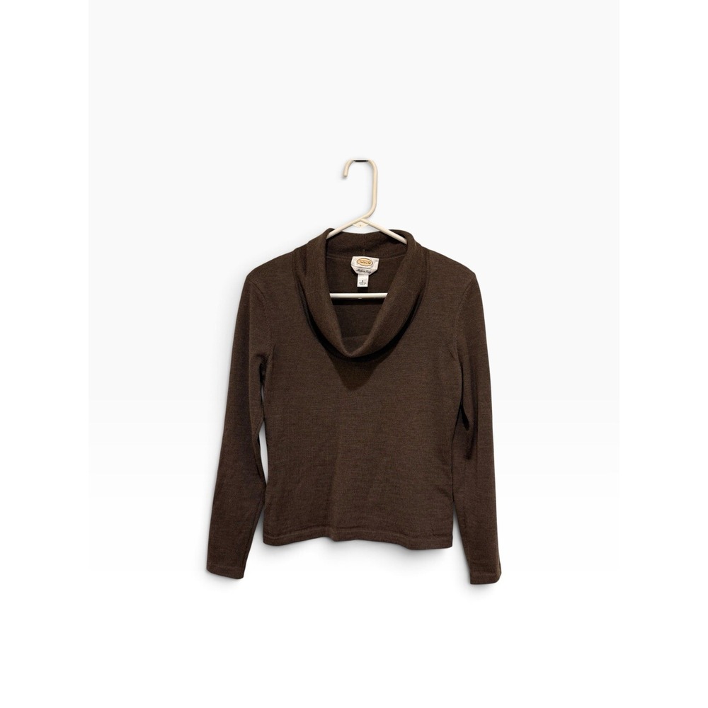 Talbots 100% Merino Cowl Neck Espresso Brown S Academia Capsule Ivy League